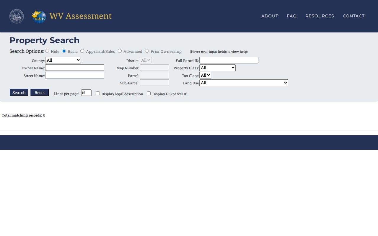 Grant County property search fields for owner, street, parcel, sales, and appraisal